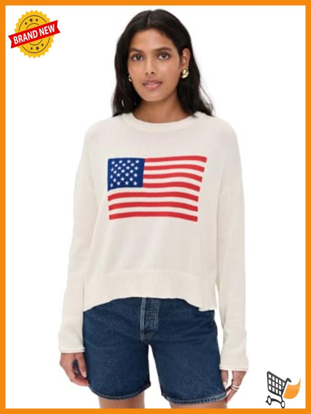 American Flag Graphic Crew Neck Pullover Sweater